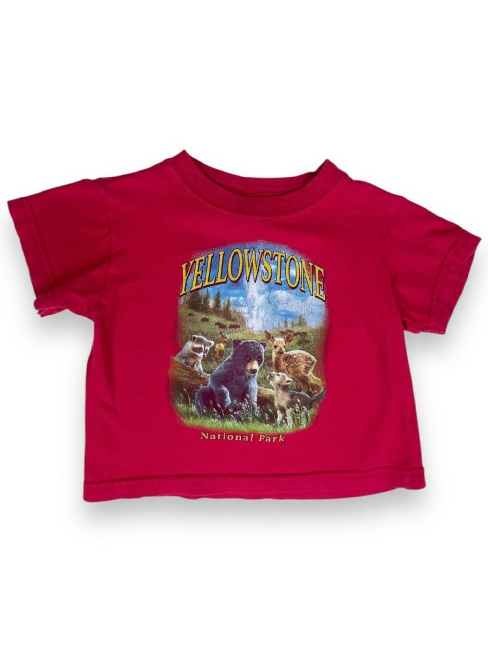 Vintage Yellowstone Destination Travel Red Short Sleeve T Shirt Top 12m